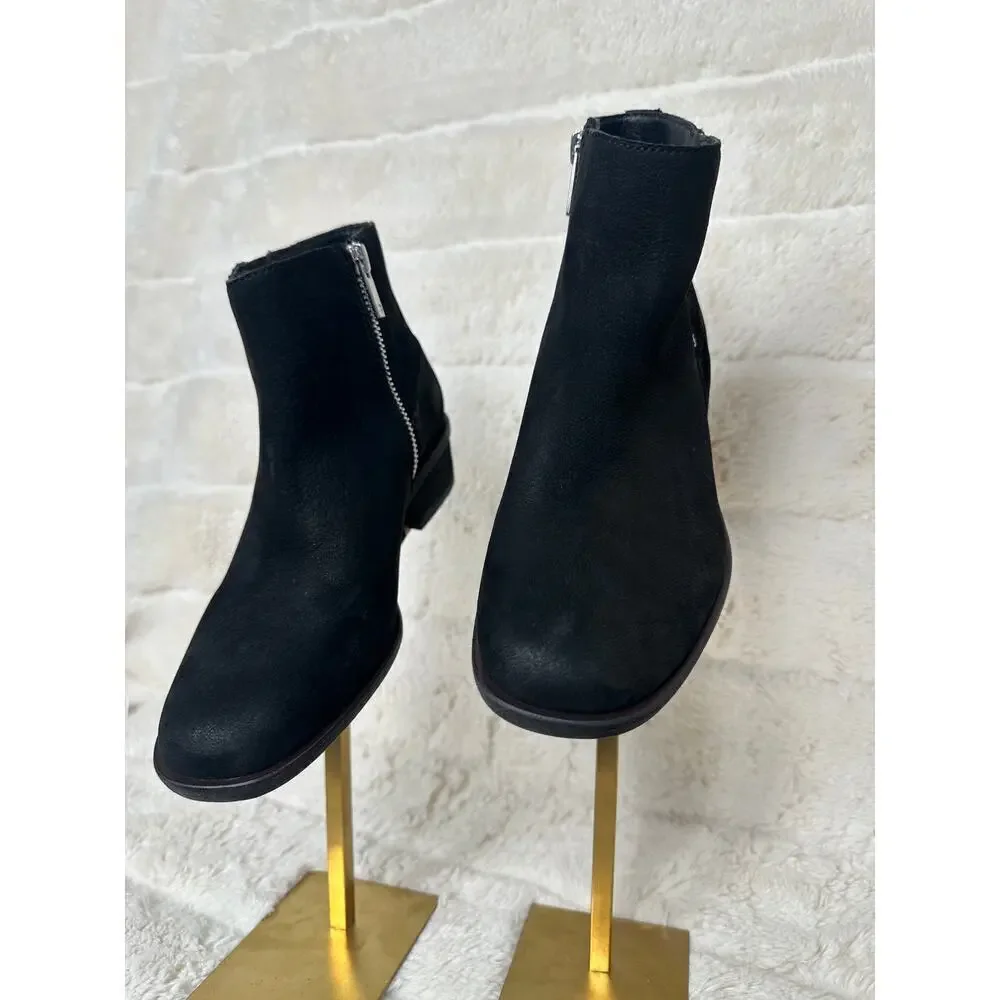 Lucky Brand Baelee Boot 6.5M Suede Leather Stack Heel Biker Festival Ankle Boot